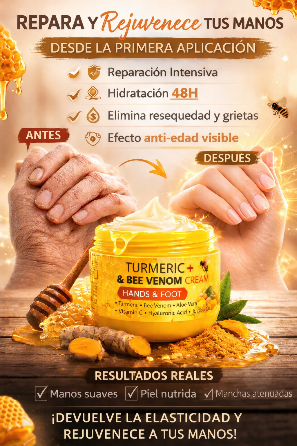 Crema de Veneno de Abeja para Manos y Pies 50g.