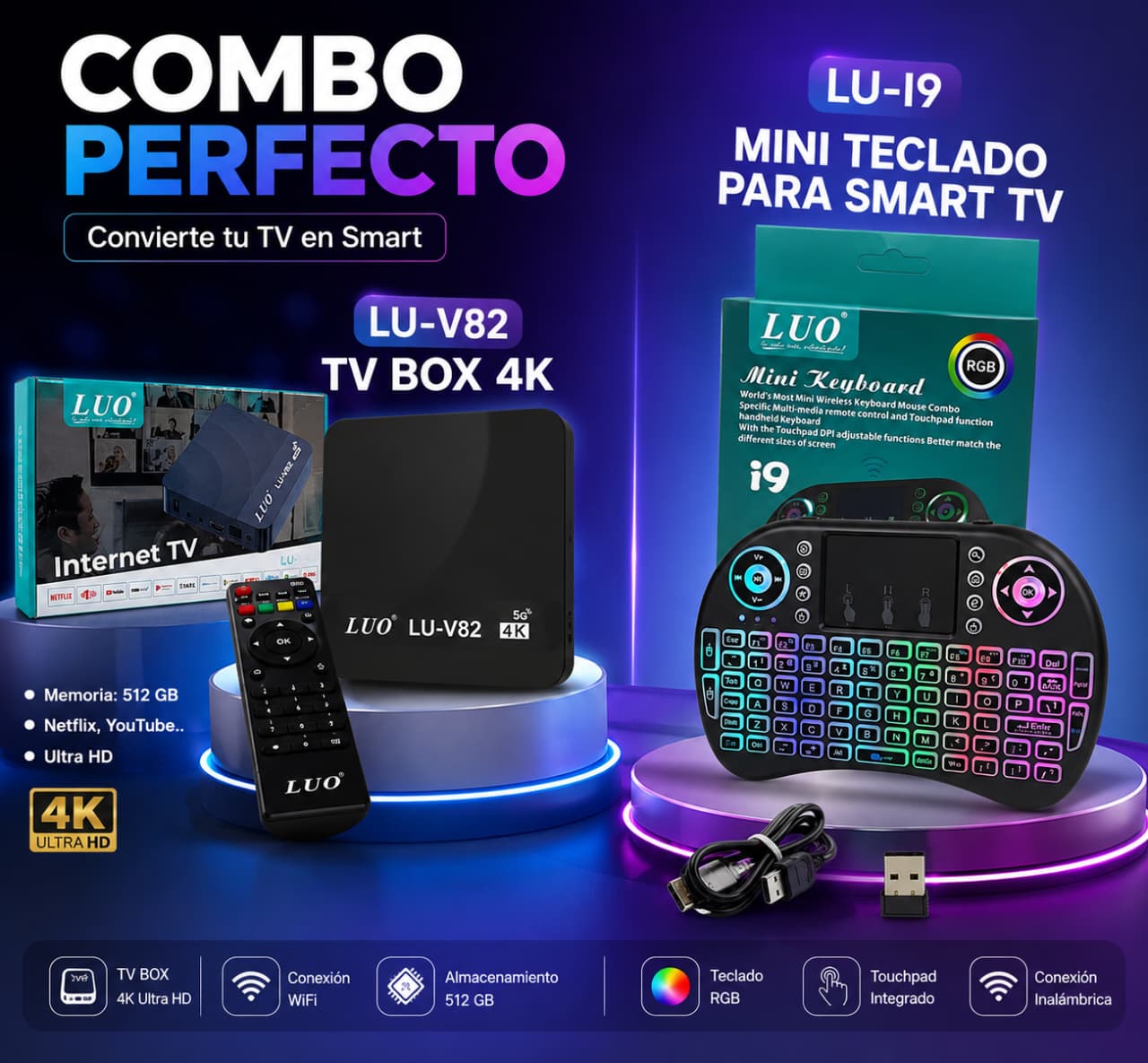 Combo Tv Box mas teclado para smart tv