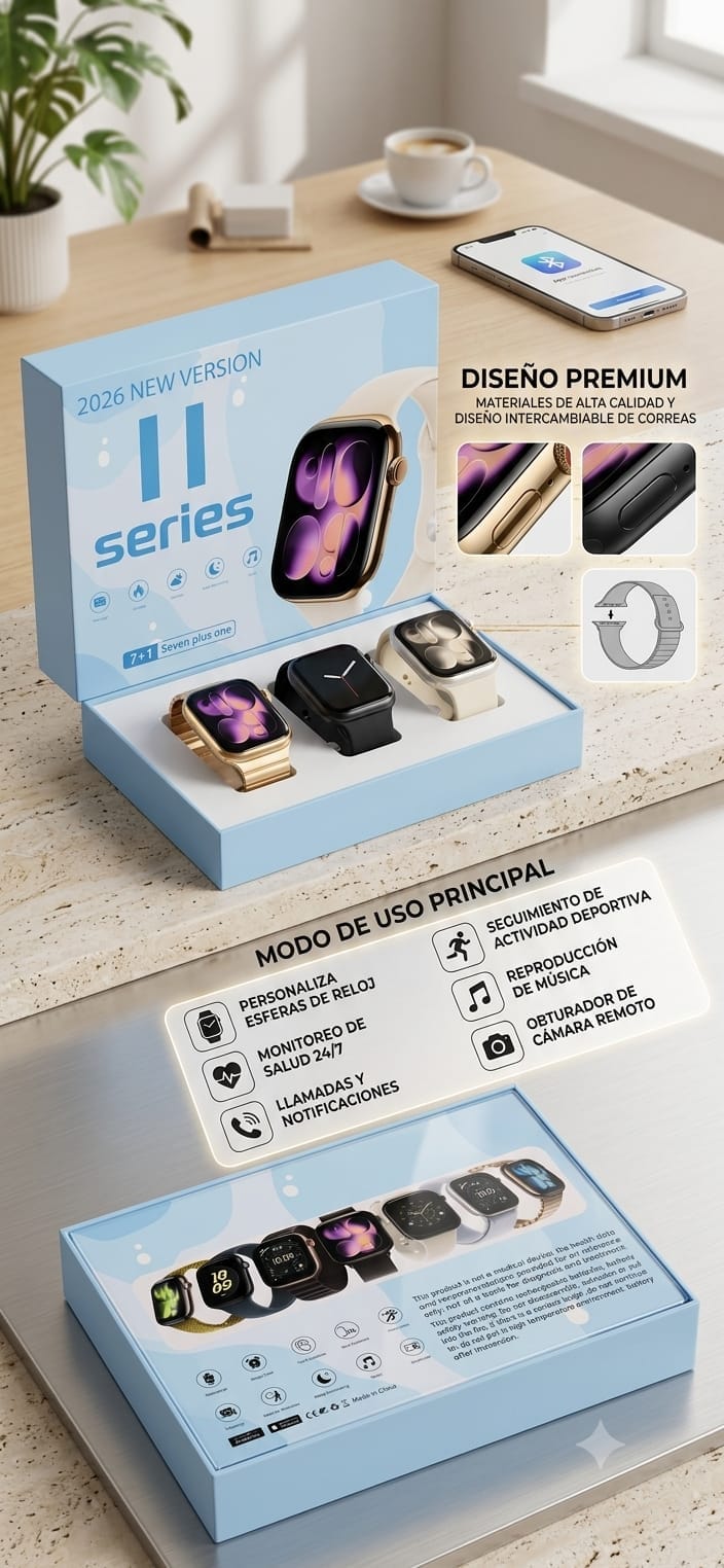 Reloj smart inteligente 7 mallas