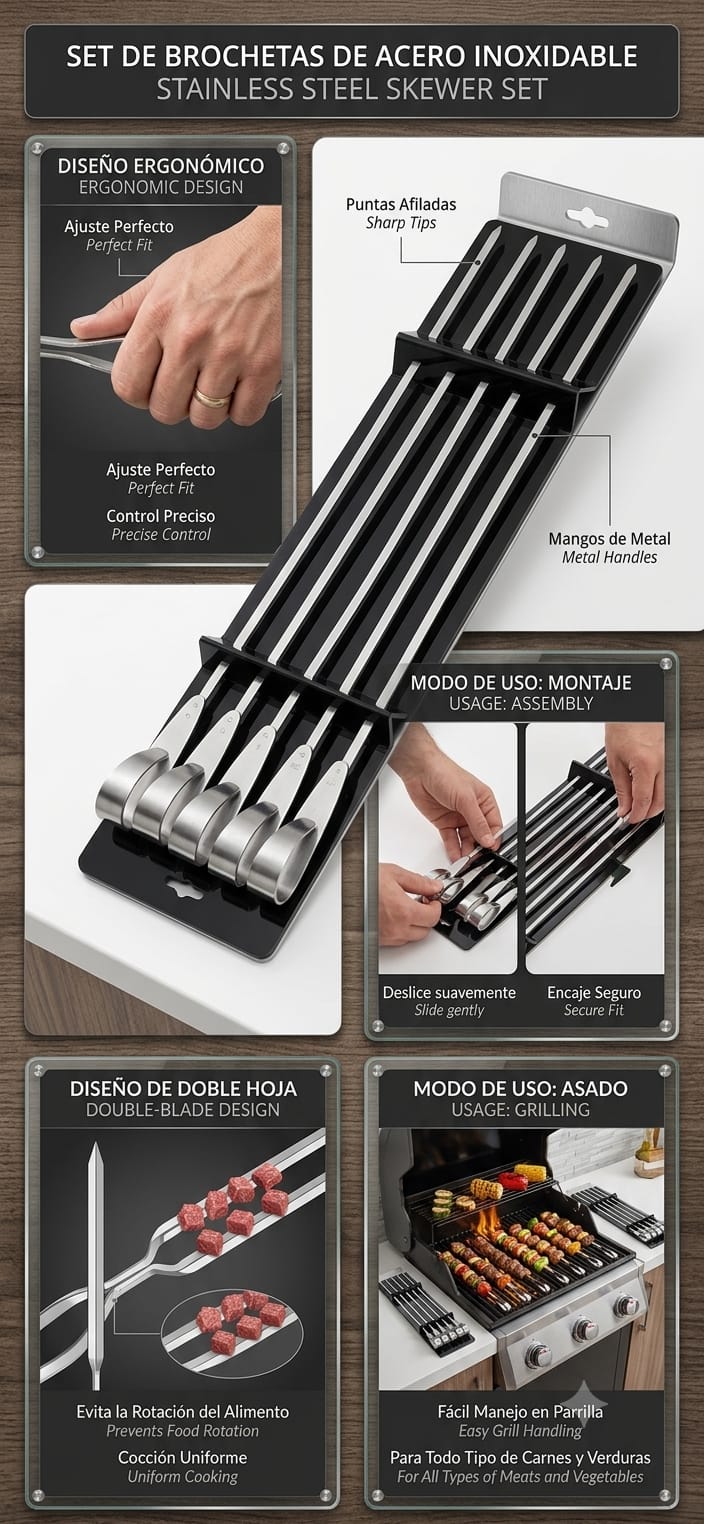 Brochetas de acero inoxidables