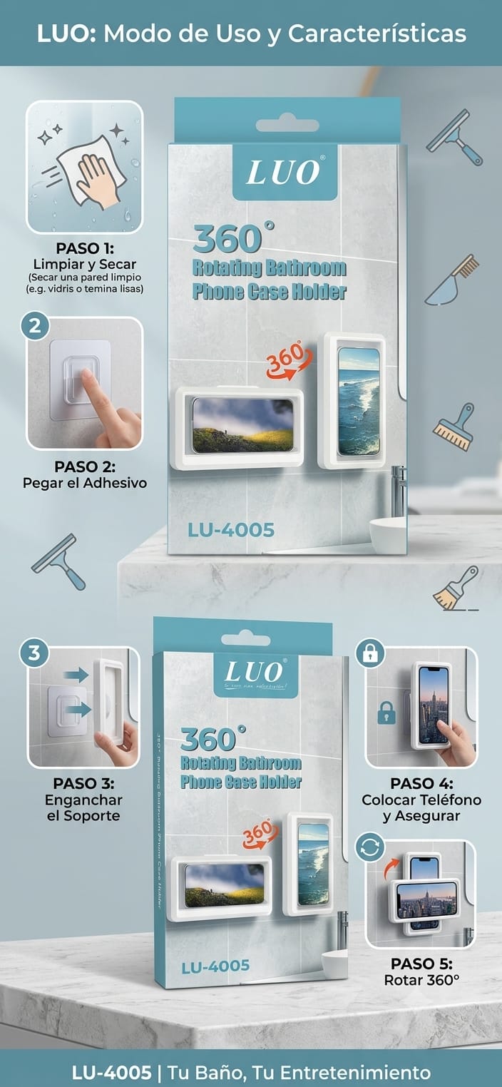 Soporte de celular para ba&ntilde;o